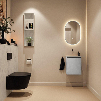 MONDIAZ TURE-DLUX 40cm toiletmeubel Plata. EDEN wastafel Opalo positie midden. Zonder kraangat.