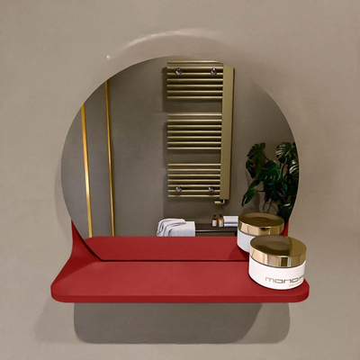 Mondiaz SPOT Badkamerspiegel - rond 30cm - spiegelplanchet - kleur Fire
