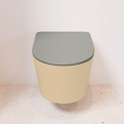 MONDIAZ LAVIE wandclosetpack - 36x53cm - diepspoel - rimless - Sand (beige) - softclose - quick-release - toiletzitting - Smoke (grijs)