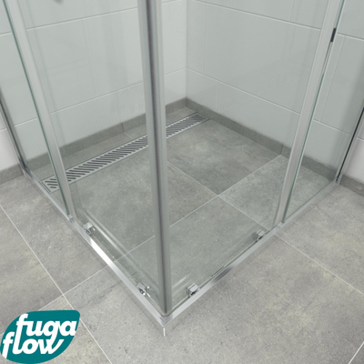 FugaFlow Efficiente Vetro Douchecabine - vierkant - 90x90x195cm - hoekinstap - 2 Schuifdeur - anti kalk - chroom