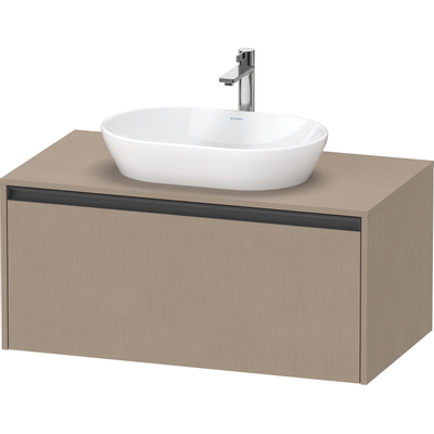 Duravit Ketho 2 wastafelonderbouwkast incl. consoleplaat met 1 lade 100x55x45.9cm met handgreep antraciet Linnen mat