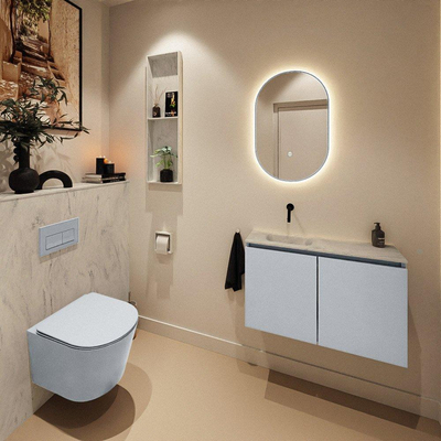 MONDIAZ TURE-DLUX 80cm toiletmeubel Clay. EDEN wastafel Opalo positie links. Zonder kraangat.
