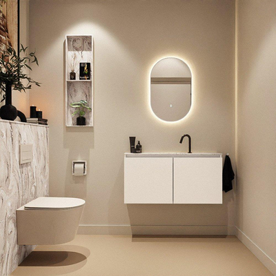 MONDIAZ TURE-DLUX 100cm toiletmeubel Talc. EDEN wastafel Glace positie midden. Met 1 kraangat.
