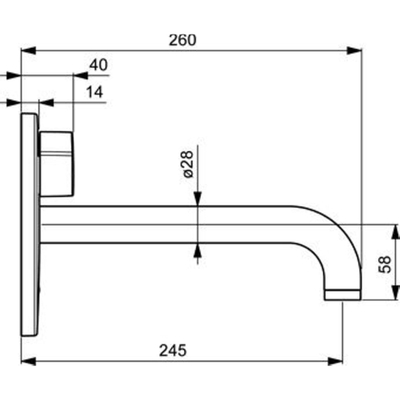 Hansa Hansapublic afbouwdeel voor elektr. inbouw wandkraan met infrarood met batterij met temp.menging met uitloop 24.5cm chroom