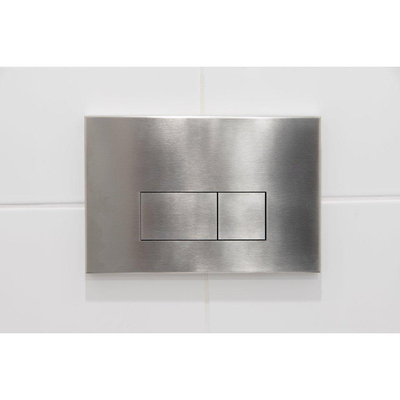 QeramiQ Dely Toiletset - 36.3x51.7cm - diepspoel - rimless - Geberit UP320 inbouwreservoir - softclose toilet zitting - steel bedieningsplaat - rechthoekige knoppen - mat beige