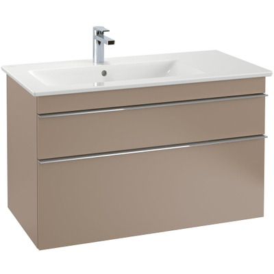 Villeroy & Boch Venticello Meubelwastafel - wasbak links - 1 kraangat - 100x50cm - geschikt voor 3 kraangaten - overloop - wit