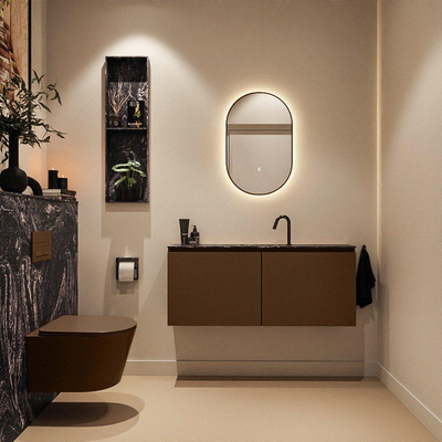 MONDIAZ TURE-DLUX 120cm toiletmeubel Rust. EDEN wastafel Lava positie midden. Met 1 kraangat.