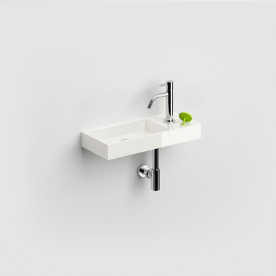 Clou Mini Wash Me fontein 45x19cm rechts zonder plug mineraalsteen Wit