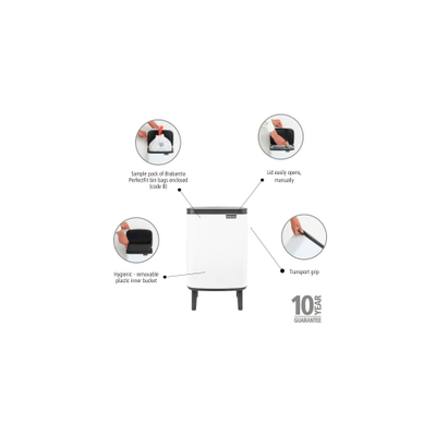 Brabantia Bo Hi Afvalemmer - 7 liter - kunststof binnenemmer - wit