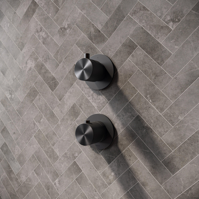 Hotbath Archie Afbouwdeel - 2 functies - omstel - inbouw thermostaat - geborsteld gunmetal PVD