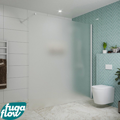 FugaFlow Eccelente Vetro inloopdouche badkamer - 180x200cm - mat glas - wandarm - mat wit