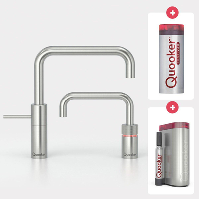 Quooker NL Nordic square kokendwaterkraan opbouw uittrekbare met Pro3 reservoir RVS