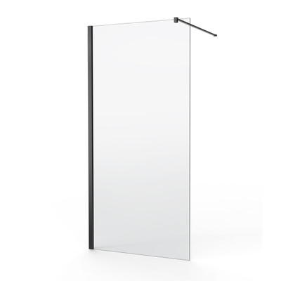 FugaFlow Efficiente Vetro inloopdouche badkamer - 30x200cm - helder glas - mat zwart