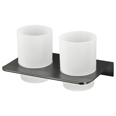 Haceka Redefine Dubbele Bekerhouder aluminium Mat Zwart