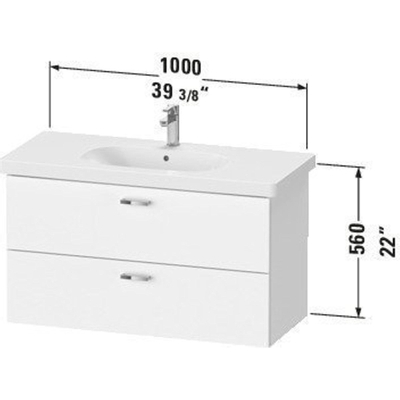 Duravit XBase Wastafelonderkast 100x45.8x56cm Standaard greep met softclose spaanplaat wit Mat