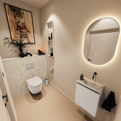 MONDIAZ TURE-DLUX 40cm toiletmeubel Linen. EDEN wastafel Ostra positie rechts. Zonder kraangat.