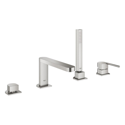 GROHE Plus afbouwdeel 4-gats badrandcombinatie m. omstel incl. baduitloop, handdouche en doucheslang 200cm supersteel