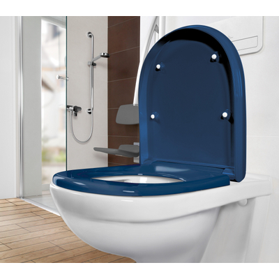 Villeroy en Boch O.novo Vita closetzitting met deksel met greeprand met doorlopende pen blauw