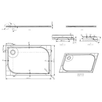 GO by Van Marcke Argon douchebak polybeton gelcoat 120x80x3cm rechthoek afvoer D90mm zonder potenstel wit