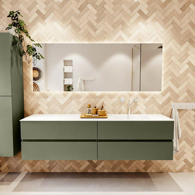 Mondiaz VICA Badkamermeubelset - 190cm - army - 4 lades - Wastafel MOON - rechts - 1 kraangat - kleur talc - XL versie 60cm hoog