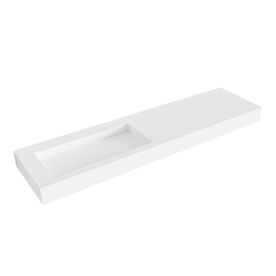 Mondiaz AVON Vrijhangende wastafel - 180cm - wasbak links - rand 12cm - Solid surface Talc