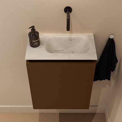 MONDIAZ TURE-DLUX 40cm toiletmeubel Rust. EDEN wastafel Opalo positie rechts. Zonder kraangat.