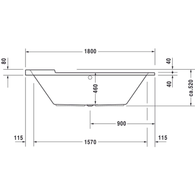 Duravit Starck bad acryl ovaal 180x80x46cm wit