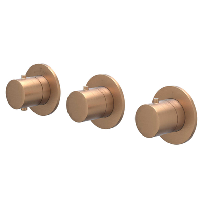 IVY Bond Regendoucheset - inbouw - symmetry - 2 stopkranen - 15cm plafondbuis - 30cm medium hoofddouche - houder met uitlaat - 150cm doucheslang - staafmodel handdouche - Geborsteld mat koper PVD