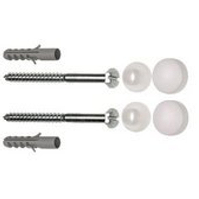 Wiesbaden Potschroevenset met plug 2 stuks RVS 6 x 70 mm afdekdop wit