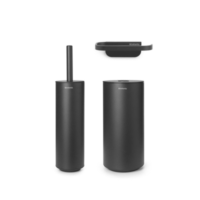 Brabantia MindSet toiletaccessoires set van 3 toiletborstel met houder toiletrolhouder en reserverolhouder Mineral Infinite Grey