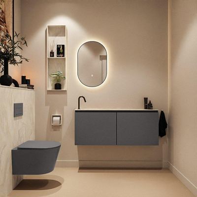 MONDIAZ TURE-DLUX 120cm toiletmeubel Dark Grey. EDEN wastafel Ostra positie links. Met 1 kraangat.