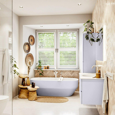 Mondiaz VICA Badkamermeubelset - 100cm - cale - 2 lades - Wastafel MOON - midden - 1 kraangat - kleur talc - XL versie 60cm hoog