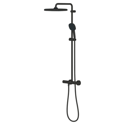 GROHE Vitalio Comfort 250 Quickfix Regendoucheset - 25cm - hoofddouche - vierkante handdouche - 2 straalsoorten - met douchethermostaat - mat zwart