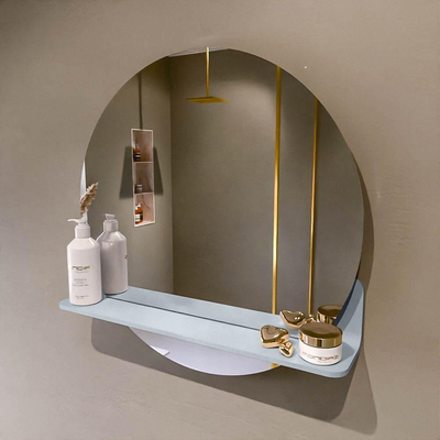 Mondiaz SPOT Badkamerspiegel - rond 60cm - spiegelplanchet - kleur Clay