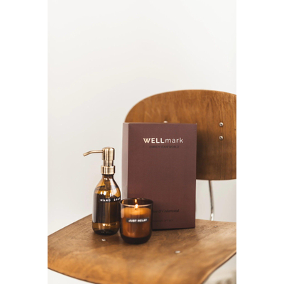 Wellmark Discover giftset - handzeep en geurkaars - bamboo - bruin glas