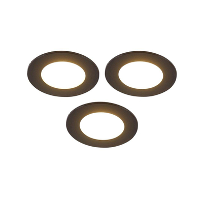 QAZQA Blanca Inbouwspot - set van 3 - 9x9cm - incl. LED - 3 staps dimbaar - IP44 - mat zwart