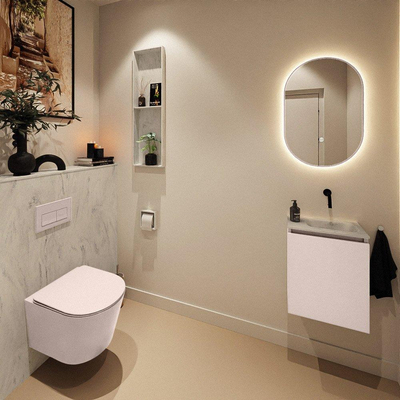 MONDIAZ TURE-DLUX 40cm toiletmeubel Rosee. EDEN wastafel Opalo positie rechts. Zonder kraangat.