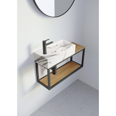 Riho Livit Tiny Fontein - 1 kraangat links - 41x20.5x10.5cm - wit marmer