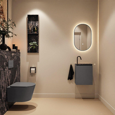 MONDIAZ TURE-DLUX 40cm toiletmeubel Dark Grey. EDEN wastafel Lava positie rechts. Met 1 kraangat.