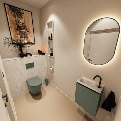 MONDIAZ TURE-DLUX 40cm toiletmeubel Army. EDEN wastafel Ostra positie links. Met 1 kraangat.