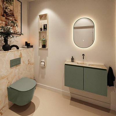 MONDIAZ TURE-DLUX 80cm toiletmeubel Army. EDEN wastafel Frappe positie midden. Zonder kraangat.