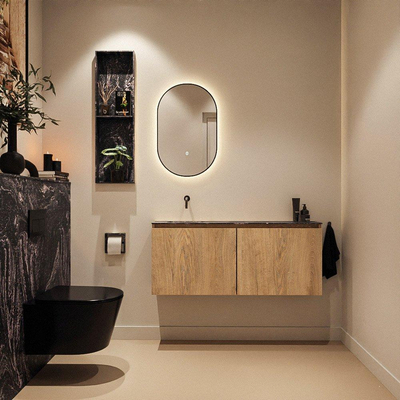 MONDIAZ TURE-DLUX 120cm toiletmeubel Washed Oak. EDEN wastafel Lava positie links. Zonder kraangat.