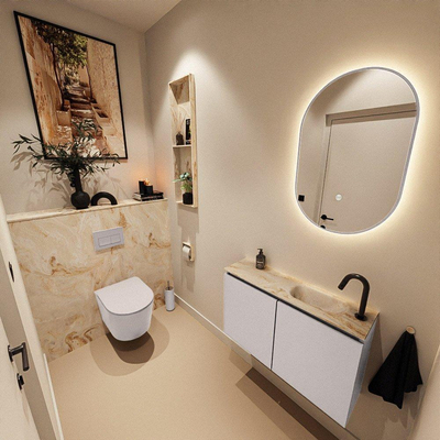 MONDIAZ TURE-DLUX 80cm toiletmeubel Cale. EDEN wastafel Frappe positie rechts. Met 1 kraangat.