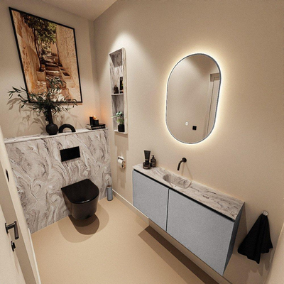MONDIAZ TURE-DLUX 100cm toiletmeubel Plata. EDEN wastafel Glace positie midden. Zonder kraangat.