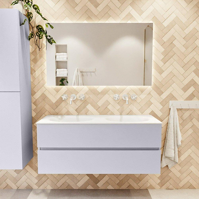 Mondiaz VICA Badkamermeubelset - 120cm - cale - 2 lades - Wastafel MOON - dubbel zonder kraangat - kleur talc - XL versie 60cm hoog