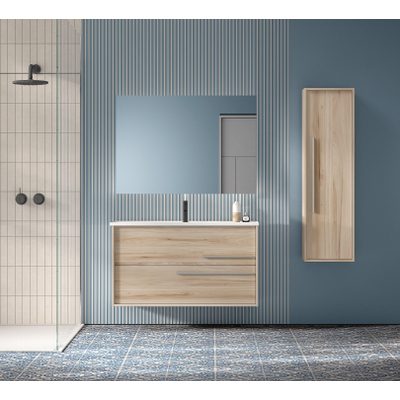 Adema Prime Essential Wastafelonderkast - 99.5x55x45.5cm - 2 lades - Standaard greep - MDF - beech (hout) OUTLETSTORE