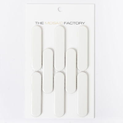 SAMPLE The Mosaic Factory Sevilla mozaïektegel 2.3x9.8x0.6cm voor wand kitkat oval finger Keramiek Glans Wit