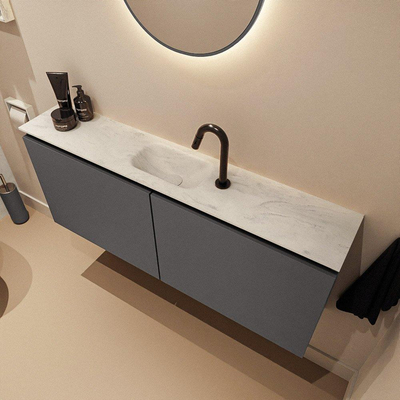 MONDIAZ TURE-DLUX 120cm toiletmeubel Dark Grey. EDEN wastafel Opalo positie midden. Met 1 kraangat.