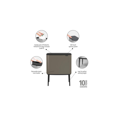 Brabantia Bo Touch Bin Afvalemmer - 36 liter - kunststof binnenemmer - platinum
