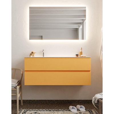 MONDIAZ VICA Badkamermeubelset - 120cm - 2 lades - wasbak Moon links - 1 kraangat - solid surface ocher